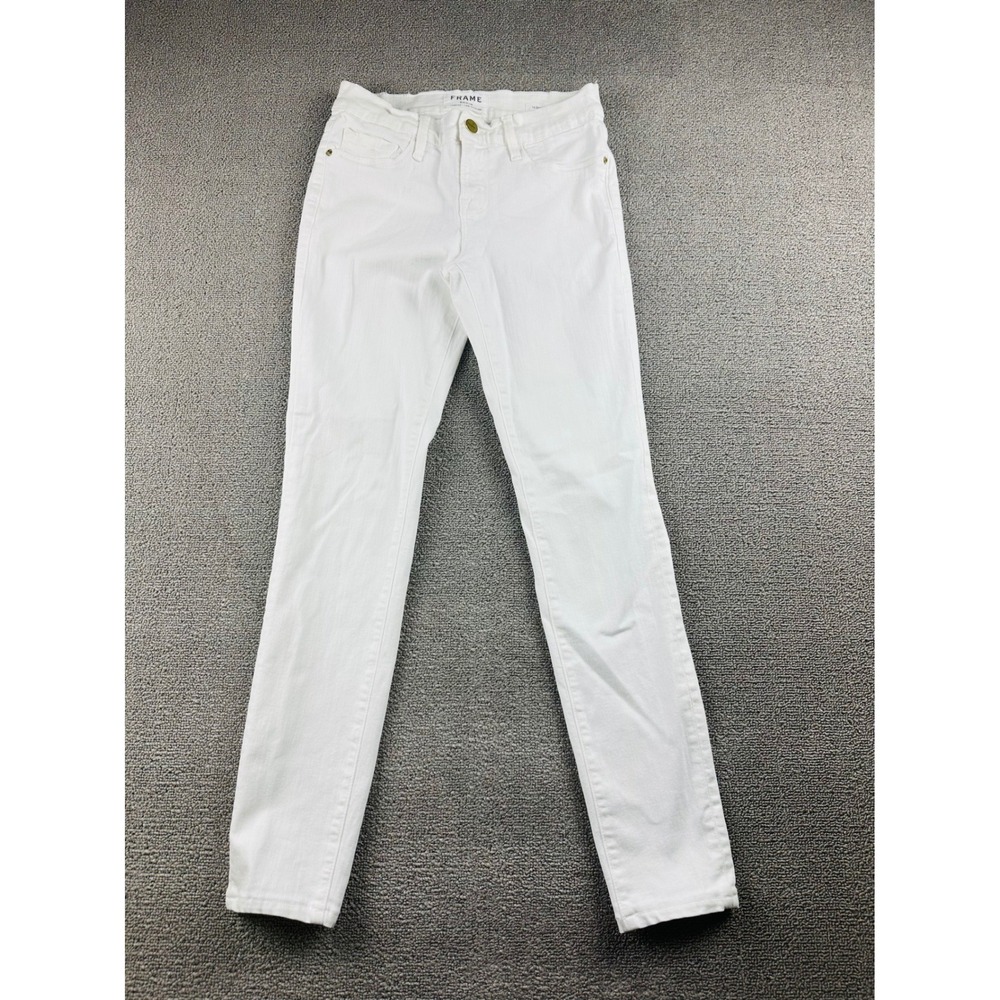 FRAME Jeans Women 26 White Le Skinny de Jeanne Crop Mid Rise Stretch Denim Work